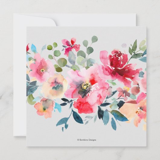 Waterverf lente bloemen bruiloft aankondiging (Achterkant)