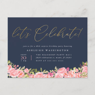 Waterverf Lente bloemen Verrassingsfeest Uitnodiging Briefkaart