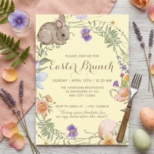 Waterverf Lente Bloemenkabouter Pasen Brunch Kaart