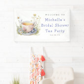 Waterverf Lente Bruids Uitnodiging Theepartij Welk Spandoek (Insitu)