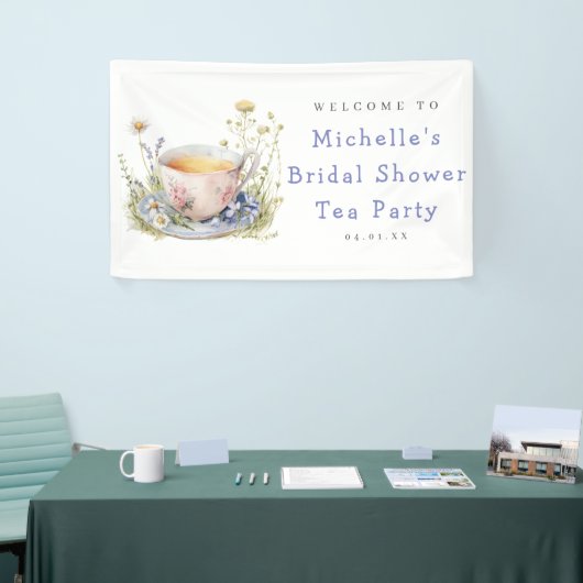 Waterverf Lente Bruids Uitnodiging Theepartij Welk Spandoek (Beurs)