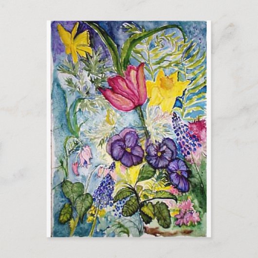 Waterverf lente-Floral Briefkaart (Voorkant)