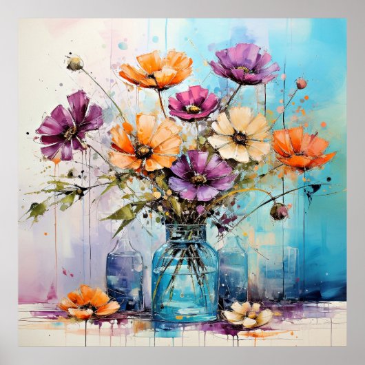 Waterverf Lente Flowers Poster (Voorkant)