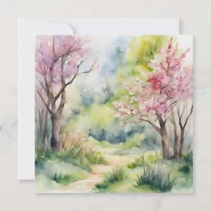 Waterverf Lente Natuur Scène Kaart