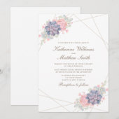 Waterverf Lente Succulenten Bruiloft Kaart (Voorkant / Achterkant)