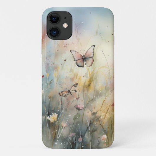 Waterverf Lente Vlinders Bloemen Telefoon Case (Achterkant)