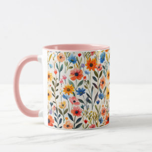 Waterverf lente wilde bloemen achtergrond-99033 mok