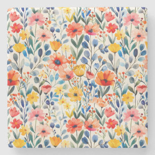 Waterverf lente wilde bloemen achtergrond-99034 stenen onderzetter