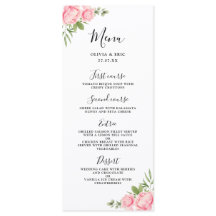 Waterverf lente / zomer bruiloftsmenu met bloemen