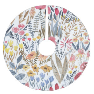 Waterverf lentebloemen, levendig naadloos patroon kerstboom rok