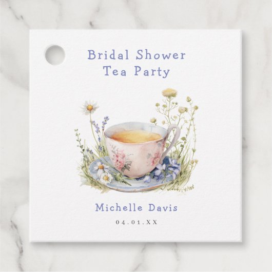 Waterverf Lentebruiloft Theepartij Bedankjes Labels (Voorkant)