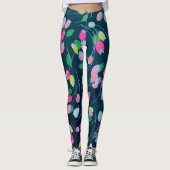 Waterverf lenteguin tuinbloemen leggings (Voorkant)