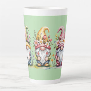 Waterverf Lentekabouter Trio met Bloemhoeden Latte Mok