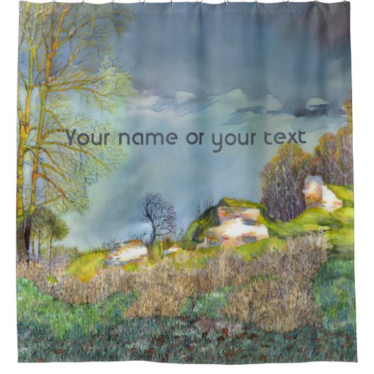 Waterverf lentesonstorm schilderen douchegordijn (Voorkant)