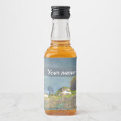 Waterverf lentesonstorm schilderen likeurfles etiket (Voorkant)