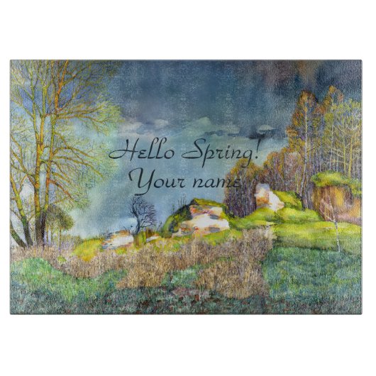 Waterverf lentesonstorm schilderen snijplank (Voorkant)