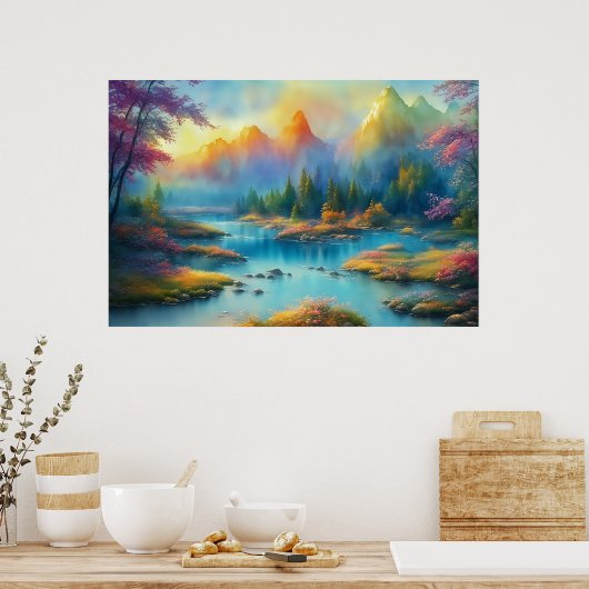Waterverf Lentlandschap Poster (Keuken)