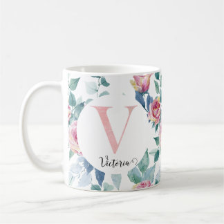 Waterverf letter V Koffiemok
