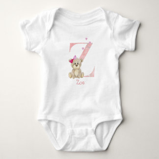 Waterverf letter Z met teddybeer voor baby meisje. Romper