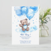Waterverf Leuk Beer Baby shower Uitnodiging (Staand voorkant)