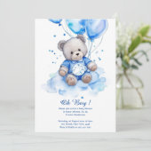 Waterverf Leuk Beer Baby shower Uitnodiging (Staand voorkant)