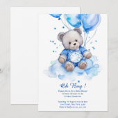 Waterverf Leuk Beer Baby shower Uitnodiging (Voorkant / Achterkant)