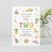 Waterverf Leuk Mexicaans Fiesta 2e Verjaardagsfees Kaart (Staand voorkant)