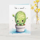 Waterverf Leuk Potted Succulent Kaart (Gele Bloem)