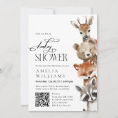 Waterverf Leuke Dieren Moderne QR Code Uitnodiging (Voorkant)