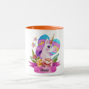 Waterverf Leuke Eenhoorn Hart Aangepaste Naam Mok