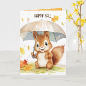 Waterverf Leuke herfst eekhoorn Kaart (Gele Bloem)