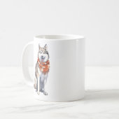 Waterverf Leuke Siberische Husky Dog Koffiemok (Voorkant links)
