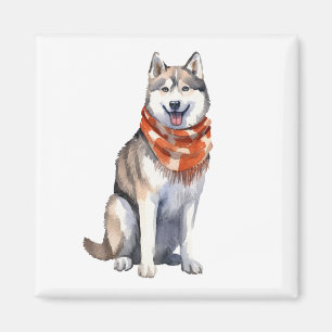 Waterverf Leuke Siberische Husky Dog Magneet