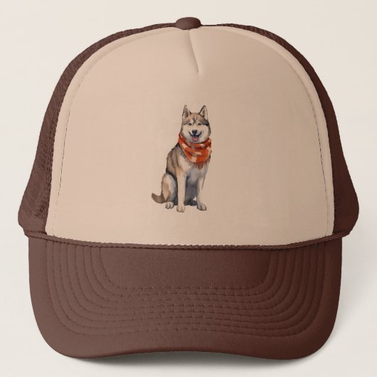 Waterverf Leuke Siberische Husky Dog Trucker Pet (Voorkant)