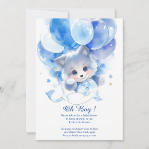 Waterverf Leuke Wolf Baby shower Uitnodiging