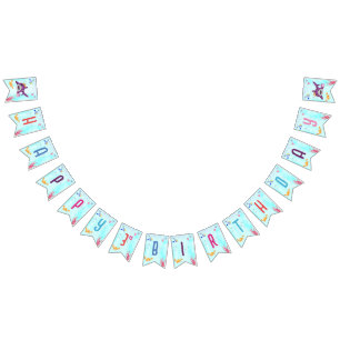 Waterverf Leukste verjaardagshaai verjaardagsfeest Vlaggetjes