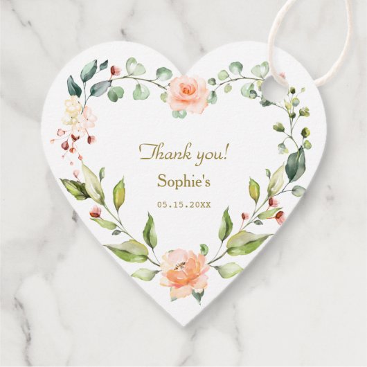 Waterverf levend koraal Baby shower Bedankjes Labels (Achterkant)