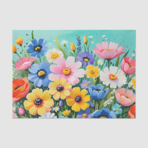 Waterverf Levendige Lente Bloemen Patroon Tissuepapier