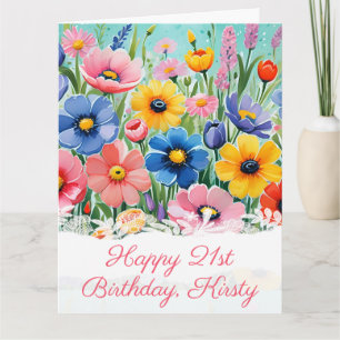Waterverf Levendige Lente Bloemen Verjaardag Kaart