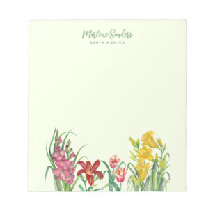 Waterverf Levendige Lente Bloemen Whiteboard Notitieblok