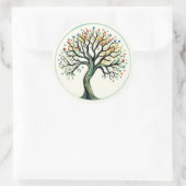 Waterverf levensloop ronde sticker (Tas)