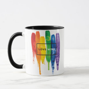 Waterverf LGBT Love Wins Rainbow Paint Typografi Mok