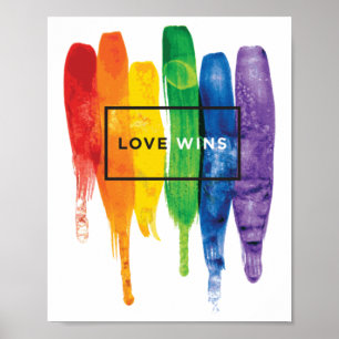 Waterverf LGBT Love Wins Rainbow Paint Typografi Poster