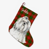 Waterverf Lhasa Apso Dog Aangepast Grote Kerstsok (Voorkant (Hangend))
