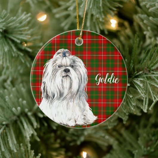 Waterverf Lhasa Apso Keramisch Ornament (Boom)