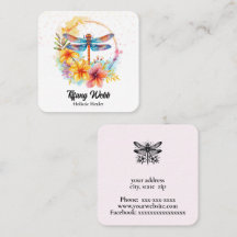 Waterverf libel en bloemetjes