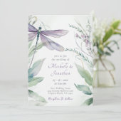 Waterverf libel | Groen in één bruiloft Kaart (Staand voorkant)