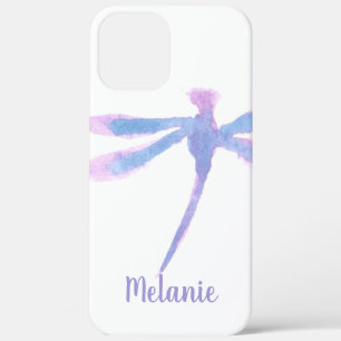 Waterverf Libel Paarse Monogram iPhone 12 Pro Max Hoesje