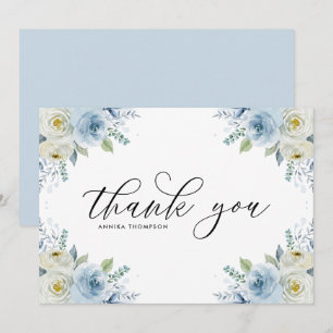 Waterverf Licht Blauwe Bloemen Bouquet Wedding Bedankkaart