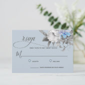 Waterverf lichte-stofblauw-kalligrafie RSVP kaartje (Staand voorkant)